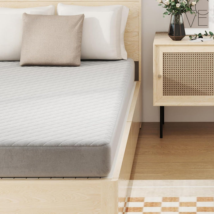 Protezione per Materasso, Coprimaterasso in Velluto Morbido di Lusso con Fondo Antiscivolo, Copertura per Materasso Confortevole con Imbottitura in Spugna (200 x 90 cm)