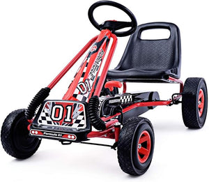 Go Kart a Pedali per Bambini, con Sedile Regolabile e Freno a Mano, Go Kart Veicolo per Bambini 3-8 Anni, Portata Massima 30 kg (rosso)