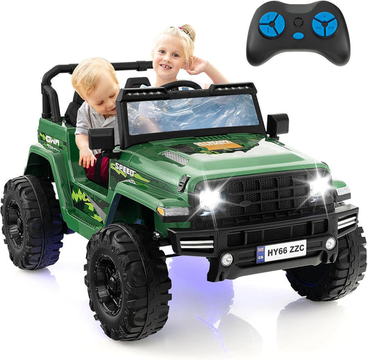 24V Auto per Bambini con Telecomando, Macchina Elettrica con 2 Posti musica Bluetooth luci, 2 Velocità Regolabile, Regalo per Bambini 3-8 Anni (Verde)