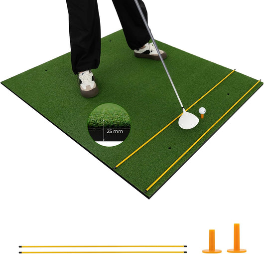 appeto da Allenamento Golf 3-in-1, Tappetino da Allenamento in Erba Sintetica con 2 Punte da Golf, 2 Aste di Allineamento e 3 Fori Preforati per le Punte