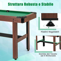 Tavolo da Biliardo, Tavolo da Gioco Biliardo in Legno con Set di Palline 2 Steccette 2 Gessi Triangolo Spazzola, Mini Tavolo da Biliardo per Sala Giochi bar Palestra, 122x61x76 cm