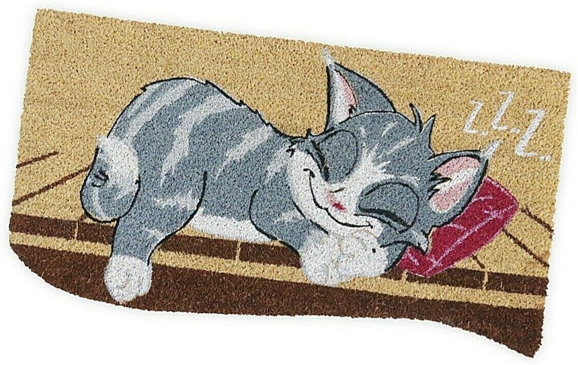 Zerbino Cocco 40x75 cm GATTO Retro Gomma Antiscivolo Tappeto Moderno Porta Ingresso Entrata
