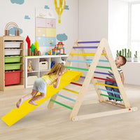 Arrampicata per Bambini, Triangolo da Arrampicata in Legno con Scivolo, Scala Giochi Pieghevole per Bambini 3+ Anni, Carico 60 kg (colorato)
