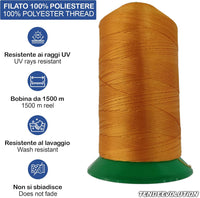 Filo da Cucire Esterno & Nautico Grigio - Resistenza Superiore & Durabilità - 1500 mt - Perfetto per Pelle, Scarpe, Tela, Tappezzeria