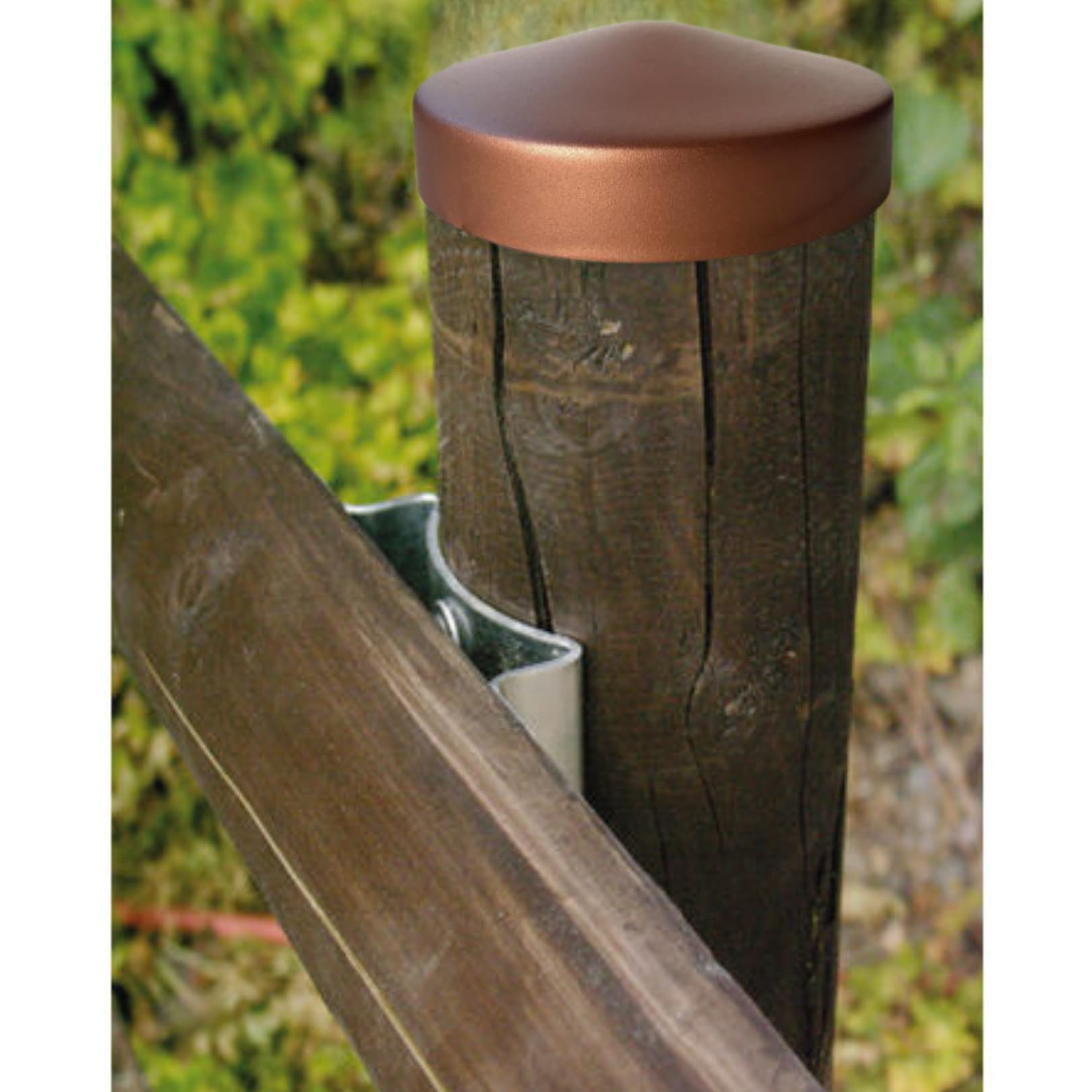 Copripalo Pali per Recinzioni rotondi, Tappo per Pali in Rame ø120 mm, Copertura Pali in Legno per Recinzione