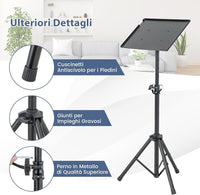 Supporto per Proiettore, Treppiede Proiettore con Altezza Regolabile e Vassoio Inclinabile, Supporto Multifunzionale per Ufficio, Casa, Palco o Studio