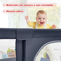 Box per Bambini, Centro Attività Portatile e Sicuro per Bambini, Box Colorato con Cancello, Recinto Extra per Interno ed Esterno con Rete Traspirante Durevole (Grigio scuro)