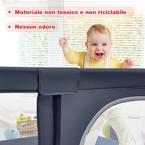 Box per Bambini, Centro Attività Portatile e Sicuro per Bambini, Box Colorato con Cancello, Recinto Extra per Interno ed Esterno con Rete Traspirante Durevole (Grigio scuro)