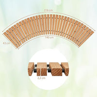 Sentiero da Giardino in Legno, Passerella Curvo da Esterno con Superficie Antiscivolo e Fili Metallici, Design Arrotolabile, per Patio Cortile e Spiaggia, Naturale (216 x 43 cm)