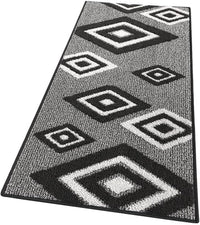 Tappeto Cucina Rombi .3D 57x40 Cm Assorbente Morbido Moderno Antiscivolo Nero