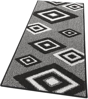 Tappeto Cucina Rombi .3D 57x40 Cm Assorbente Morbido Moderno Antiscivolo Nero