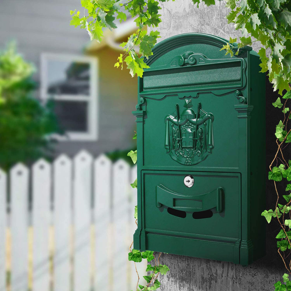 Cassetta postale per posta artistica alluminio esterno verde 260x410x90 mm vulcania