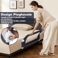 Sponda Letto per Bambini 105/120/150 cm, Barriera di Sicurezza per Neonati, Barriera Letto Pieghevole e Portatile, con Cinghia di Sicurezza (Grigio Scuro, 105 x 38 x 43 cm)