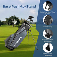 Set Completo di Mazze da Golf per Mancini da Uomo, Borsa Portatile con Supporto e Cappuccio Antipioggia, Include Driver 1 da 460CC, Fairway 3, Ibrido 4, Ferri 6, 7, 8, 9, P e Putter (Grigio)