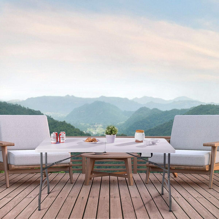Tavolo Pieghevole da Campeggio con Maniglia, Tavolo da Pranzo Inerno e Esterno Portatile, Salvaspazio, 153 x 74 x 74 cm, Capacit¨¤ 150 kg, per Giardino Picnic (Modello 2)
