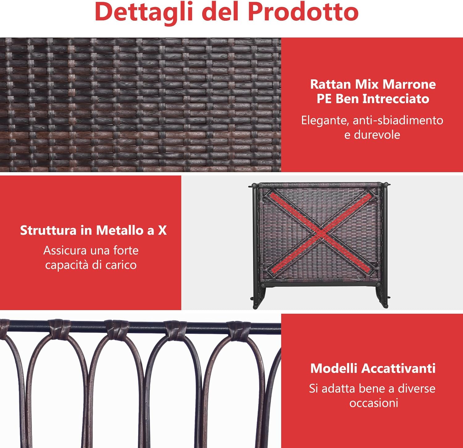 Altalena da Giardino in Rattan PE, Sedia Pensile con Cuscino e Schienale, Altalena per Portico con Telaio Metallico e 2 Corde, Portata 180 kg, per Giardino (Rosso)