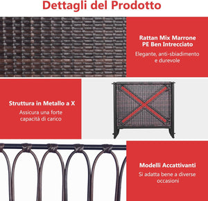 Altalena da Giardino in Rattan PE, Sedia Pensile con Cuscino e Schienale, Altalena per Portico con Telaio Metallico e 2 Corde, Portata 180 kg, per Giardino (Rosso)