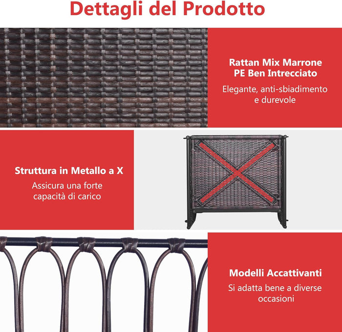 Altalena da Giardino in Rattan PE, Sedia Pensile con Cuscino e Schienale, Altalena per Portico con Telaio Metallico e 2 Corde, Portata 180 kg, per Giardino (Rosso)