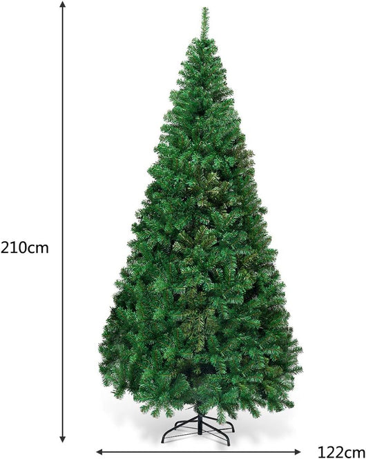 di Natale 150/180/210/240 cm, Albero di Natale Artificiale e Folto con 350/650/950/1138 Rami e Base in Metallo, Albero di Natale Realistico per Casa, Ufficio e Negozio, Verde (210 cm)