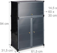 Scarpiera in plastica sistema con 6 ripiani per armadietti 24 paia nero 13_0000254_2