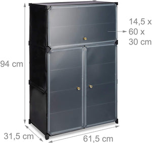 Scarpiera in plastica sistema con 6 ripiani per armadietti 24 paia nero 13_0000254_2