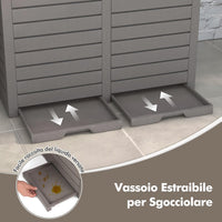 Pattumiera per Rifiuti Esterno e Interno 235 L, Contenitore per Raccolta Differenziata a Doppio Secchio Impermeabile con Coperchio, Vassoio e Maniglia, Bidone per Terrazza e Cucina (Marrone)