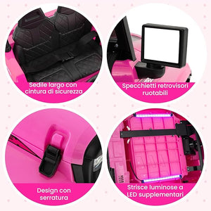 24V Auto per Bambini con Telecomando, Macchina Elettrica con 2 Posti musica Bluetooth luci, 2 Velocità Regolabile, Regalo per Bambini 3-8 Anni (Rosa)