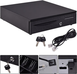 Cassetto Portasoldi, Cassetto Porta contanti, Cassetto per Registratore di Cassa, 5 scomparti per Monete e 5 scomparti per Banconote, 40,5x42x10cm