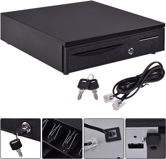 Cassetto Portasoldi, Cassetto Porta contanti, Cassetto per Registratore di Cassa, 5 scomparti per Monete e 5 scomparti per Banconote, 40,5x42x10cm