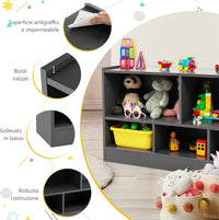 Libreria per Bambini e Organizer Giocattoli, Scaffale di Legno Con 5 Scompartimenti, Per Stanza dei Giochi Camera Dei Bambini Angolo di Lettura Classe Scuola Materna (Grigio)