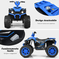 12 V Quad Elettrico per Bambini, Auto Elettrica Cavalcabile con Luci LED e Musica, Velocità Fino a 5km/h, per Bambini 3-7 Anni (Blu)