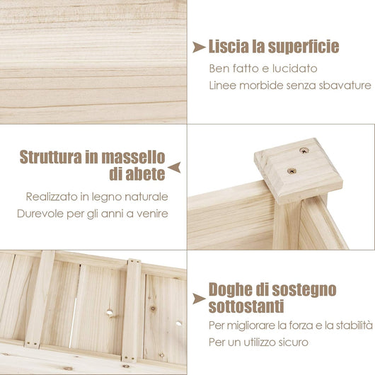Fioriera da Esterno in Legno, Fioriera Rialzata per Coltivazione di Ortaggi, Fiori, Erbe e Frutta, Fioriera per Balcone, Giardino e Cortile, 120 x 43,5 x 51cm