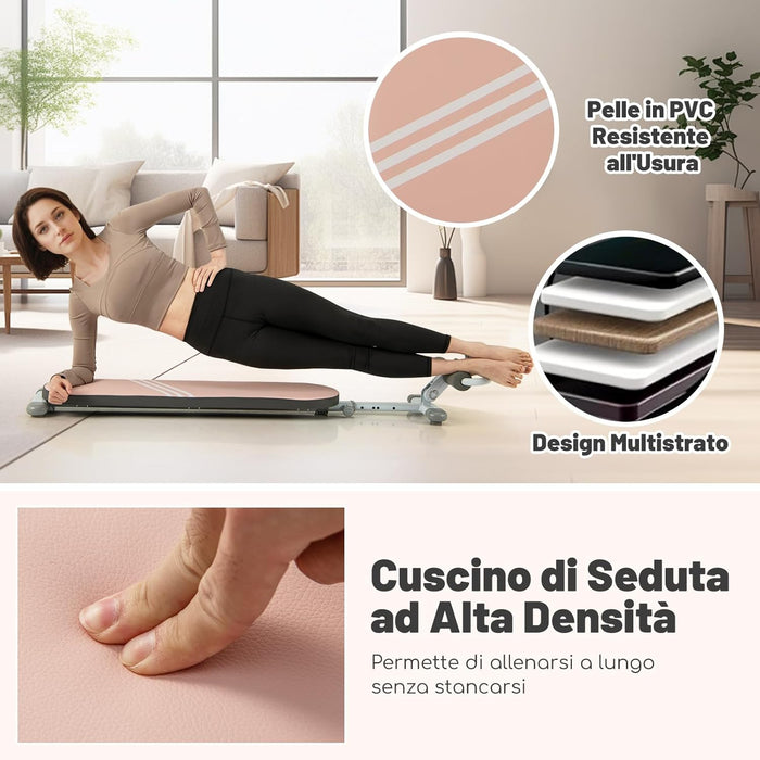 Panca per Addominali Multifunzionale, Panca da Allenamento Pieghevole con 3 Angoli Regolabili e Lunghezza Regolabile, Attrezzatura Fitness per Palestra Domestica, Portata 150 kg