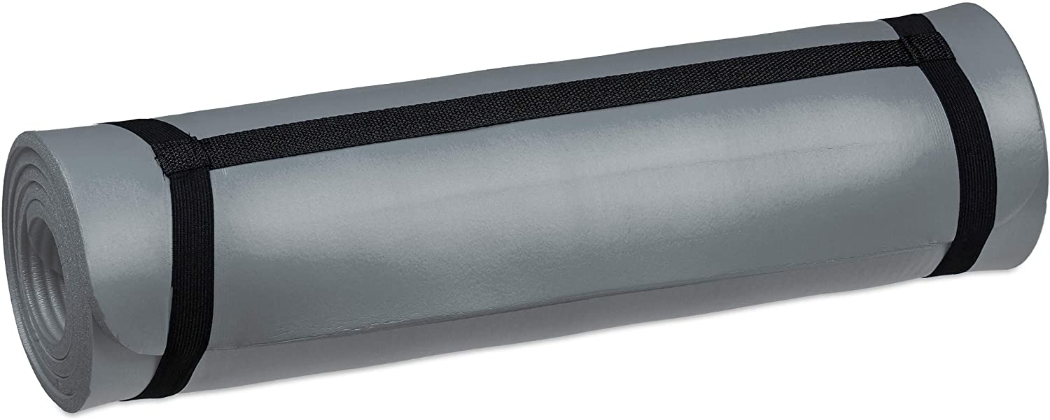 Tappetino yoga spessore 1 cm cinturino in gomma trasporto ginnastica pilates aerobica grigio 13_0002843_2