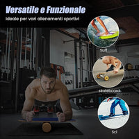 Balance Board in Legno, Tavola di Equilibrio con Rullo e Tappetino per Allenamento Skateboard Hockey Snowboard Surfing, Attrezzi 3 in 1 per Esercizi Equilibrio e Tonificazione Core