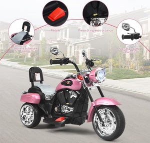 6V Moto Elettriche per Bambini, Moto Cavalcabile Marcia Avanti e Indietro, Portanza di Peso 30kg (Rosa Chiaro)