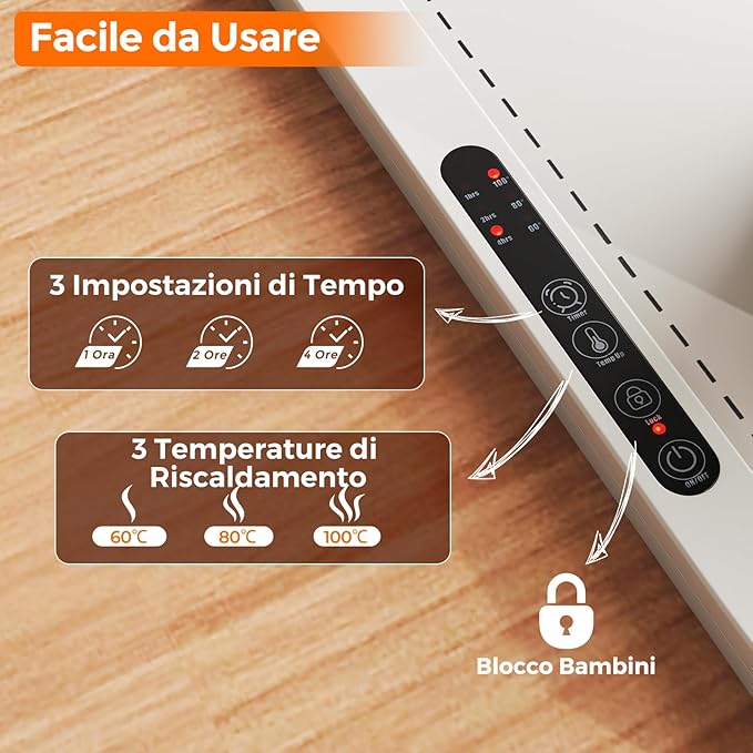 Vassoio Riscaldante Elettrico, Tappetino Riscaldante in Silicone Portatile, con Temperatura Regolabile Timer e Blocco per Bambini, per Buffet, Feste e Cucina (60 x 44 cm,Bianco)