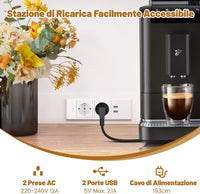 Armadio Dispensa da Cucina, Credenza da Cucina Alta con Ripiani Regolabili in 3 Posizioni, Illuminazione a LED e Presa Elettrica, per Sala da Pranzo, Soggiorno, Cucina, 100 x 40 x 181 cm