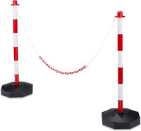 Set di 2 barriere di parcheggio bianche e rosse e paletti per barriere di parcheggio 13_0002310_2