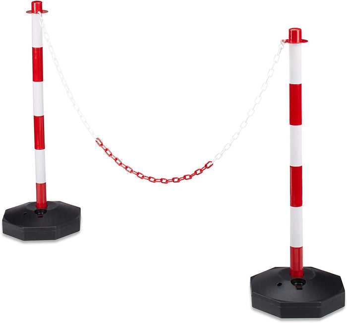 Set di 2 barriere di parcheggio bianche e rosse e paletti per barriere di parcheggio 13_0002310_2