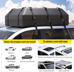 Borsa per Tetto Auto, Borsa Portapacchi Impermeabile per Tutti i Veicoli con/Senza Barre Portapacchi, con Tappetino Antiscivolo, Corda, Lucchetto e Ganci (100 x 130 x 43 cm)