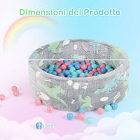 86 x 30 cm/200 Palline ∅5,5 cm Piscina di Palline Colorate per Bambini Luminosi nel Buio, Vaso con Palline in Schiuma Morbido e Lavabile in Lavatrice, Piscinatta da Gioco