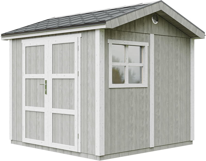 Casetta da giardino di qualit? premium 5,9 m² - H252x250x294 cm - Timbela M913A-TUNDRA GREY