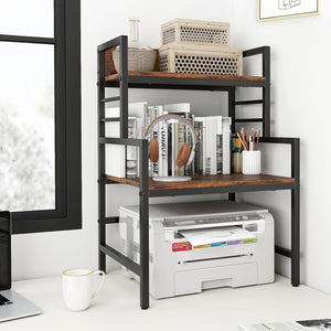 Supporto per Microonde a 3 Ripiani, Organizzatore da Cucina Industriale con 2 Mensole Aperte, Porta Spezie Salvaspazio con Struttura in Metallo, Carico 50 kg, 52x42x78 cm