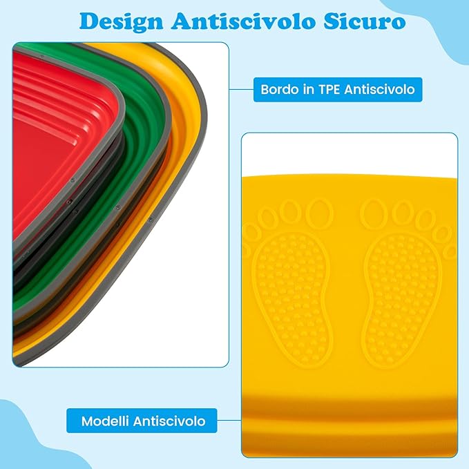 6 Pezzi Pietre di Passo per Bambini, Pietre di Equilibrio Antiscivolo per Esercizio Interno/Esterno, Blocchi di Equilibrio Quadrati per Bambini 3+ Anni