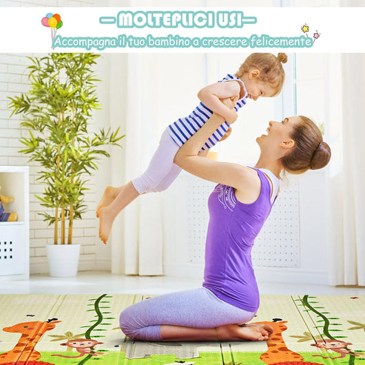 Tappeto da Gioco Per Bambini, Tappetino Pieghevole per Neonati, Tappetino in Schiuma Antiscivolo, 200 x 180 x 1,4 cm (Zoo)