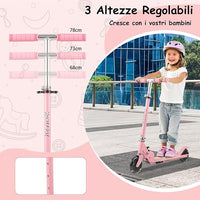 Monopattino per Bambini Pieghevole e Portatile, Monopattino a 2 Ruote con Manubrio Regolabile, Ruote Luminose a LED, Freno Posteriore e Tracolla, Ideale per Bambini e Bambine 3+