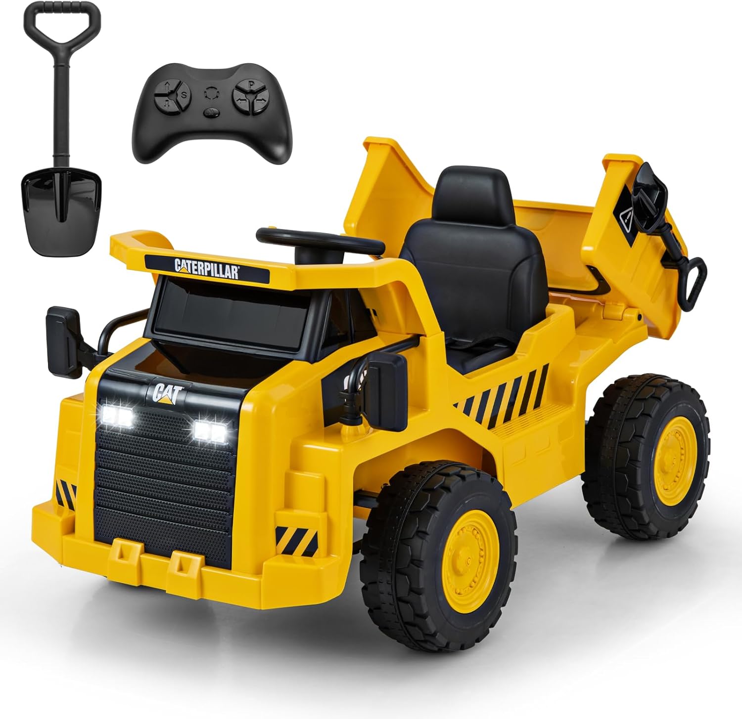 12V Caterpillar Veicolo da Costruzione Elettrico, Macchina Elettrica per Bambini con Telecomando Paletta e Cassone Basculante, 3-4 km/h, per Bambini 3-6 Anni