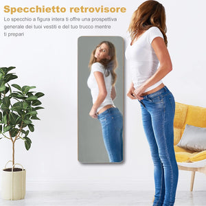 Specchio Figura Intera sulla porta, Specchio Rettangolare da Parete, Specchio Moderno da Trucco da Appendere con 2 Ganci, Ideale per Corridoio Salone Camera da Letto Bagno