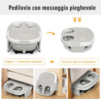 Massaggiatore Plantare Massaggiatore Piedi Elettrico, Massaggia Piedi Portatile, con Funzione Calore Bolle e Rulli Elettronici, Pieghevole Salvaspazio (Grigio)